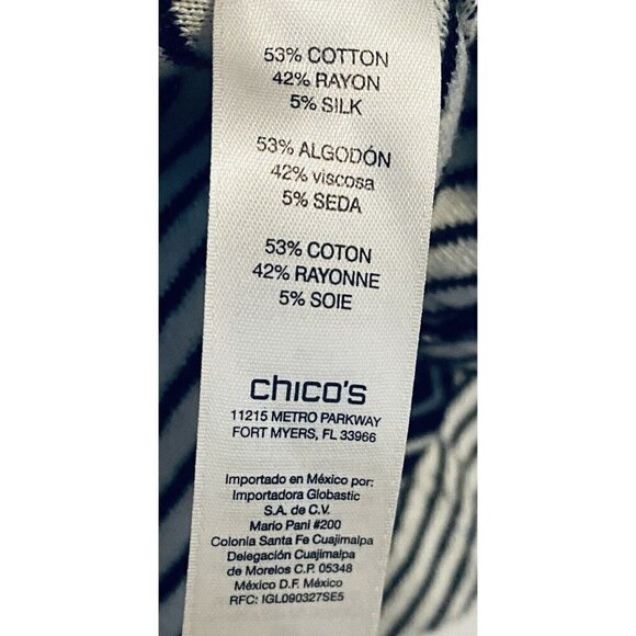 Chicos Sweater Womens XL Black Striped Esther Blazer Cardigan Silk Blend - Picture 6 of 8